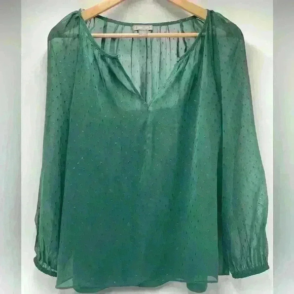 J. Crew Tops - JCREW Point Sur Women’s Size Small Blouse With Camisole Green pin dot‎ chiffon